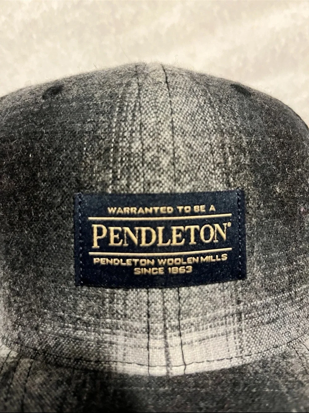 Pendleton Black and Gray Plaid Wool Snap Back Cap